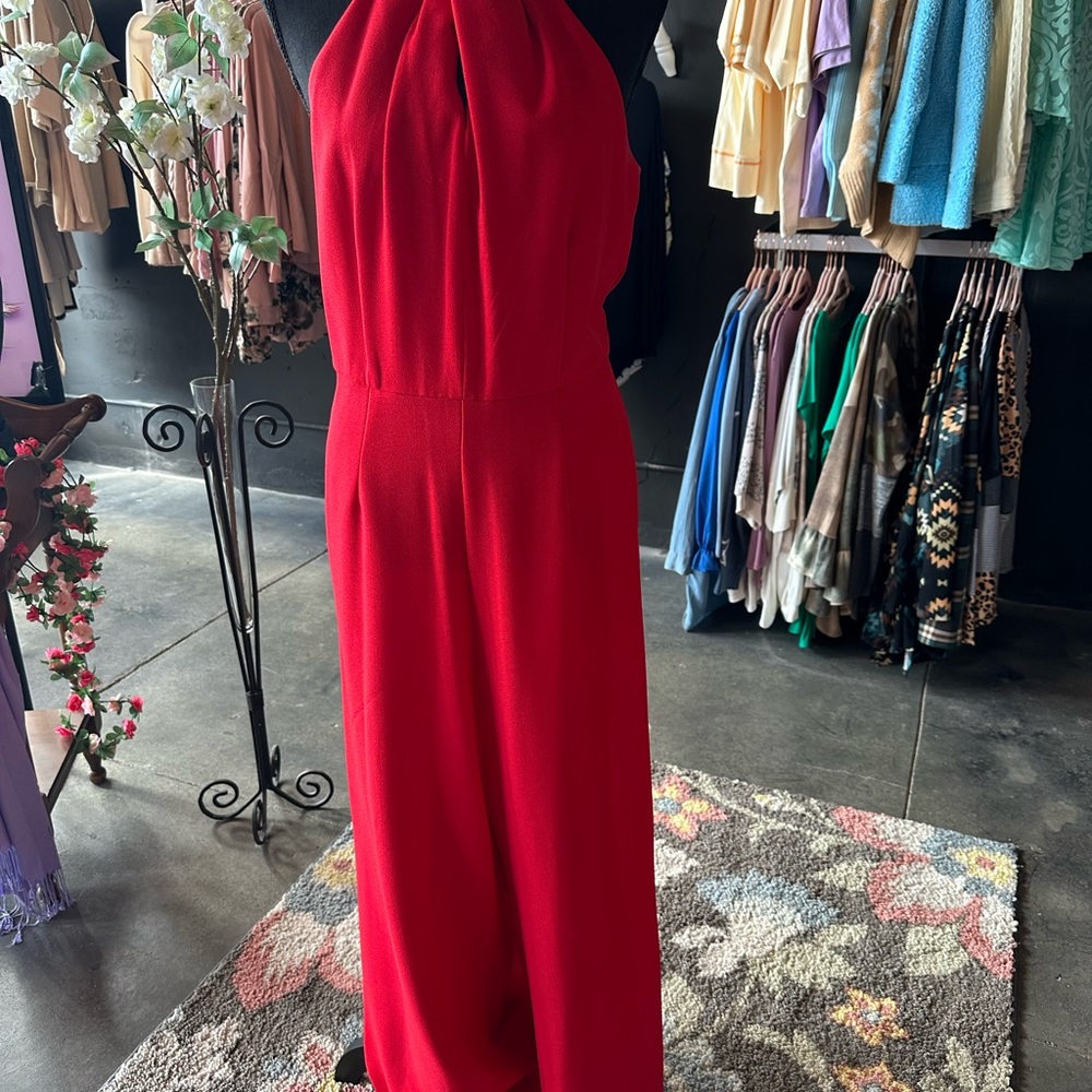 Julia Jordan Red Wide-Leg Jumpsuit with Fitted Bodice